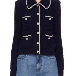 Self Portrait‎ Embellished Brush-Knit Cardigan Size M 0061